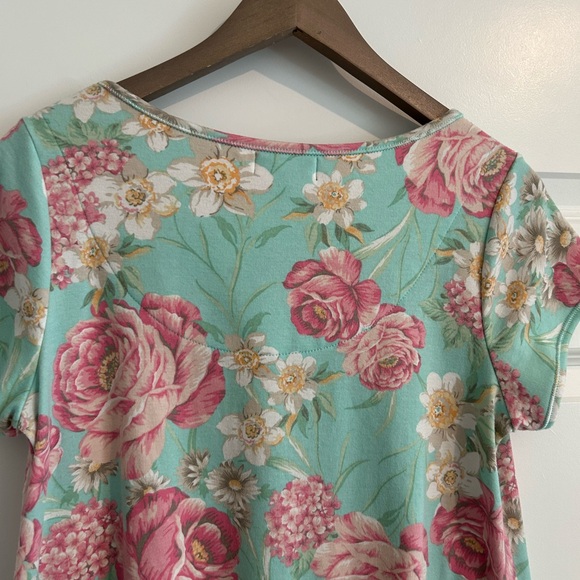 Miss Elaine Relax Floral Dress Green Pink Size S - Picture 10 of 13